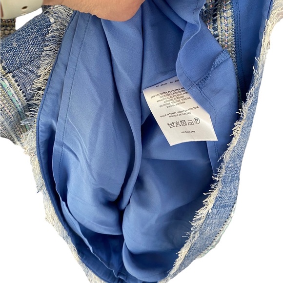 Anthropologie Akemi + Kin Womens Woven Blue Yellow Tweed Shift Dress Size 8 - Picture 7 of 8